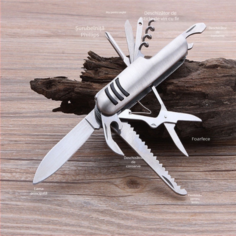 Cuțit elvețian multifuncțional en-gros, cuțit pliabil ascuțit pentru fructe, autoapărare, combinație portabilă