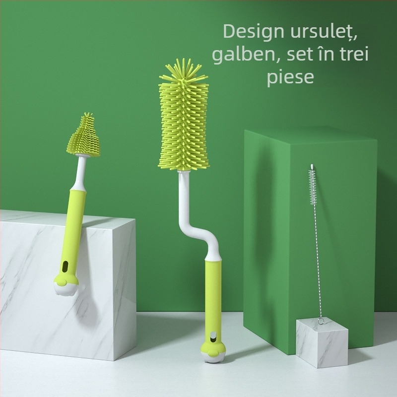 Perie de curățare pentru biberon din silicon, perie de spălare a biberonului, perie de clătire, perie de curățare, set de perii de curățare