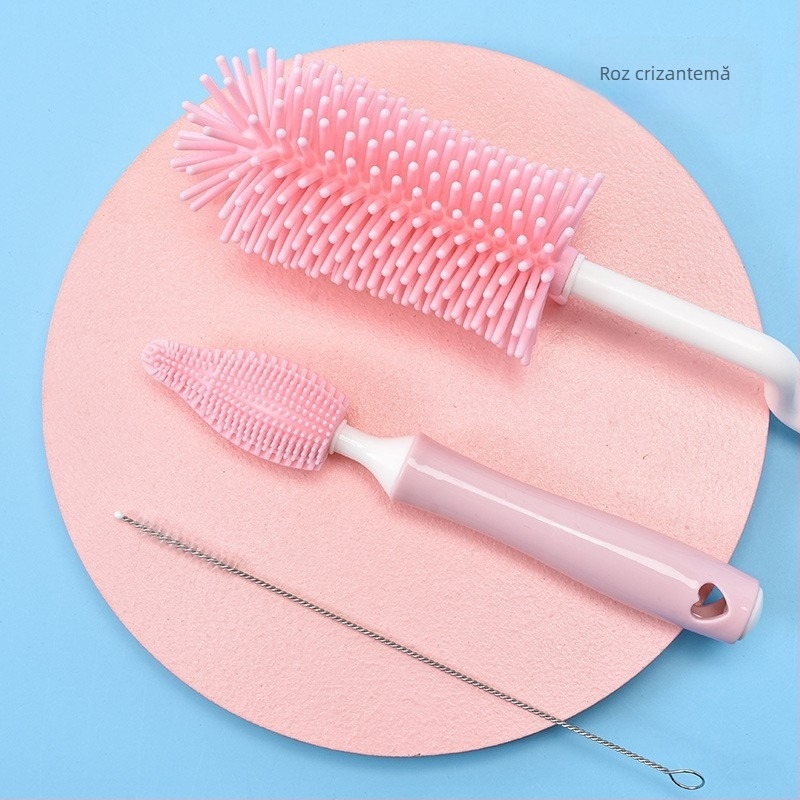 Perie de curățare pentru biberon din silicon, perie de spălare a biberonului, perie de clătire, perie de curățare, set de perii de curățare