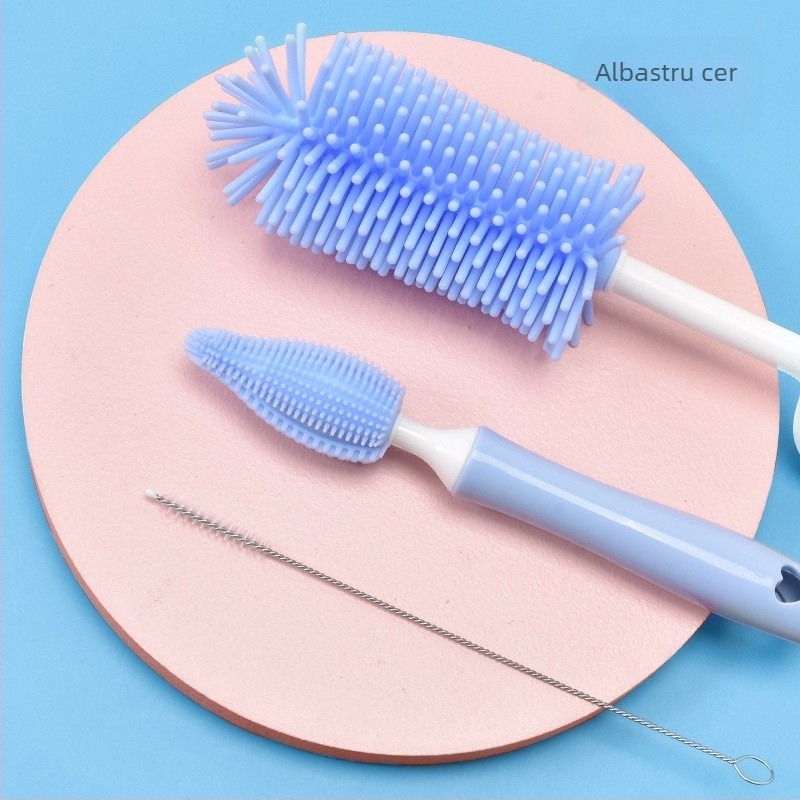 Perie de curățare pentru biberon din silicon, perie de spălare a biberonului, perie de clătire, perie de curățare, set de perii de curățare