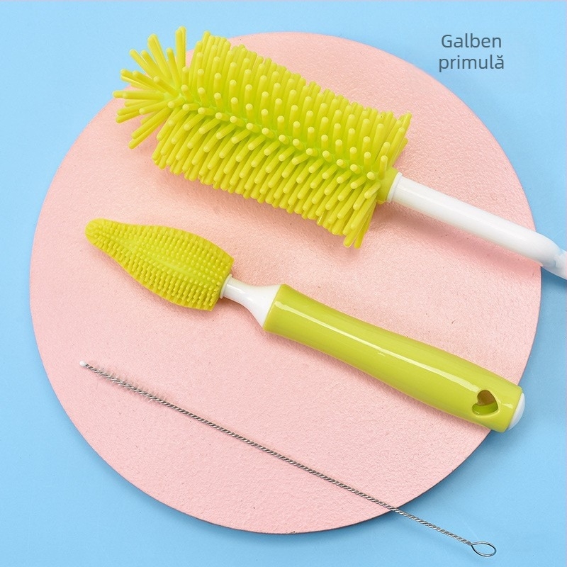 Perie de curățare pentru biberon din silicon, perie de spălare a biberonului, perie de clătire, perie de curățare, set de perii de curățare
