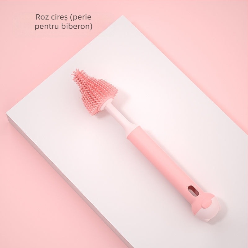 Perie de curățare pentru biberon din silicon, perie de spălare a biberonului, perie de clătire, perie de curățare, set de perii de curățare