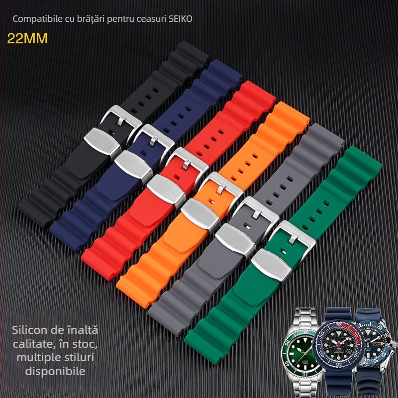 Potrivit pentru ceasul Seiko din silicon cu fantomă de apă 007 abalone curea de scufundări mică MM 22MM spot en-gros