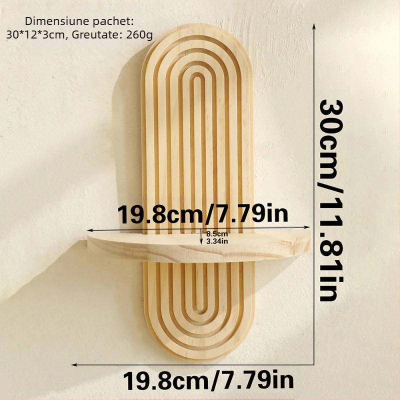 Raft de depozitare pentru ghiveci de flori din lemn masiv, cu fir oval boem, decorațiuni interioare pentru casă, artizanat din lemn, creativ, de perete, pentru ghiveci de flori