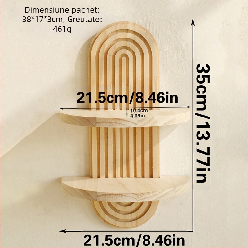 Raft de depozitare pentru ghiveci de flori din lemn masiv, cu fir oval boem, decorațiuni interioare pentru casă, artizanat din lemn, creativ, de perete, pentru ghiveci de flori