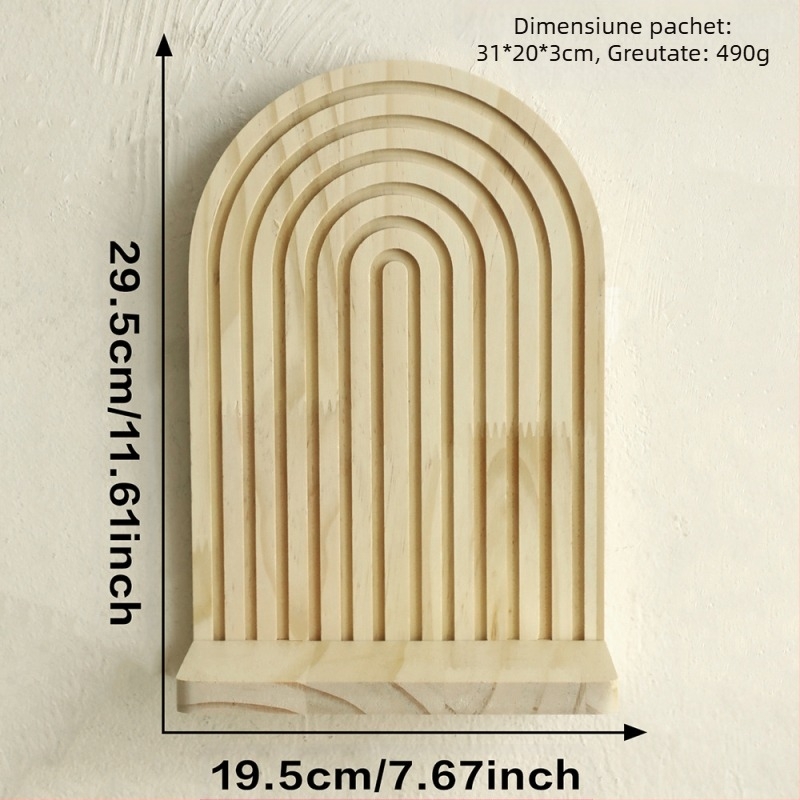 Raft de depozitare pentru ghiveci de flori din lemn masiv, cu fir oval boem, decorațiuni interioare pentru casă, artizanat din lemn, creativ, de perete, pentru ghiveci de flori