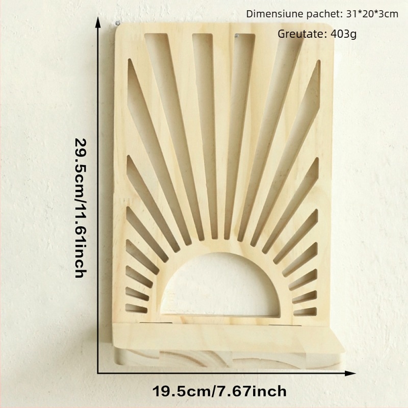 Raft de depozitare pentru ghiveci de flori din lemn masiv, cu fir oval boem, decorațiuni interioare pentru casă, artizanat din lemn, creativ, de perete, pentru ghiveci de flori