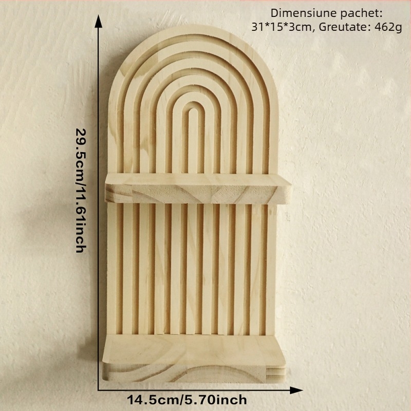 Raft de depozitare pentru ghiveci de flori din lemn masiv, cu fir oval boem, decorațiuni interioare pentru casă, artizanat din lemn, creativ, de perete, pentru ghiveci de flori