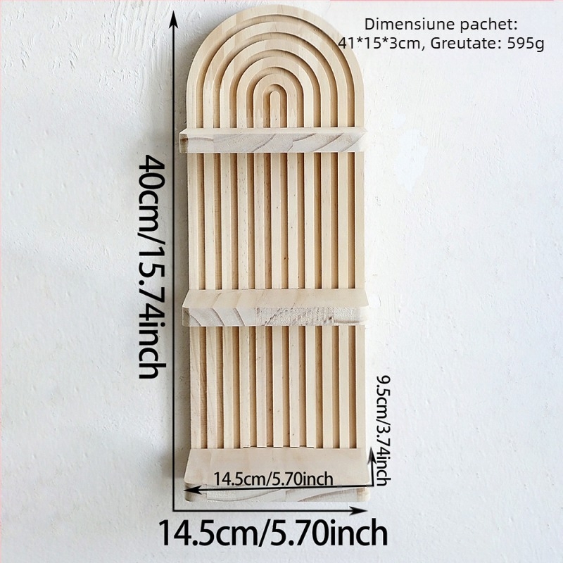 Raft de depozitare pentru ghiveci de flori din lemn masiv, cu fir oval boem, decorațiuni interioare pentru casă, artizanat din lemn, creativ, de perete, pentru ghiveci de flori