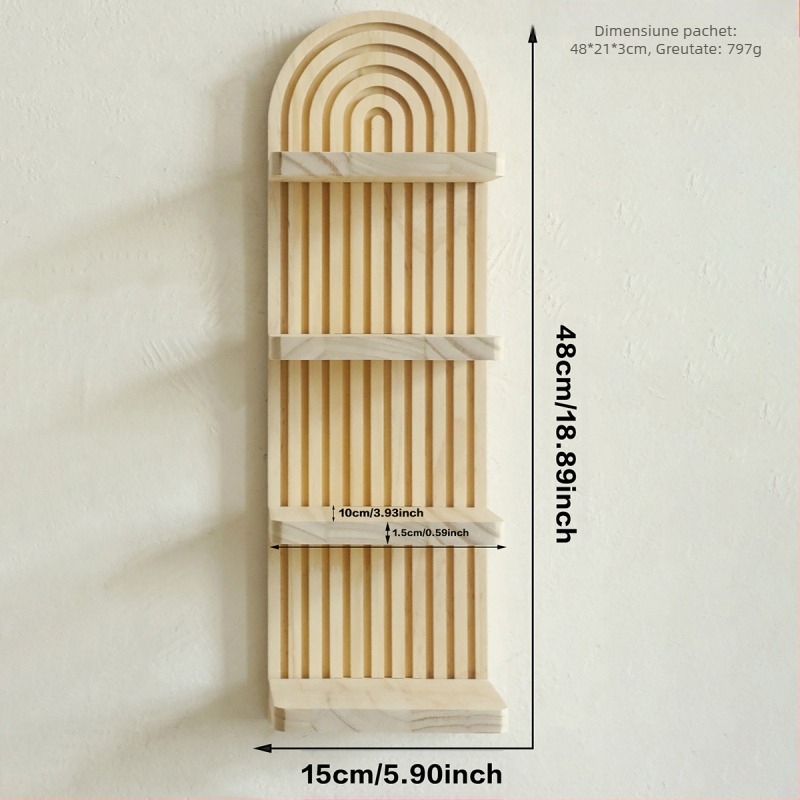 Raft de depozitare pentru ghiveci de flori din lemn masiv, cu fir oval boem, decorațiuni interioare pentru casă, artizanat din lemn, creativ, de perete, pentru ghiveci de flori