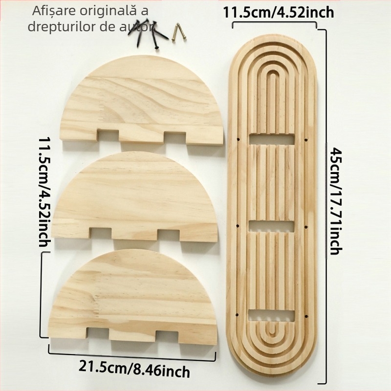 Raft de depozitare pentru ghiveci de flori din lemn masiv, cu fir oval boem, decorațiuni interioare pentru casă, artizanat din lemn, creativ, de perete, pentru ghiveci de flori