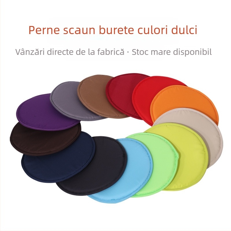 Pernă rotundă simplă de culoare bomboane pentru uz casnic, 30 cm, îngroșată, burete rotund, pernă pentru scaun, culoare pură, material textil, pernă pentru scaun, en-gros
