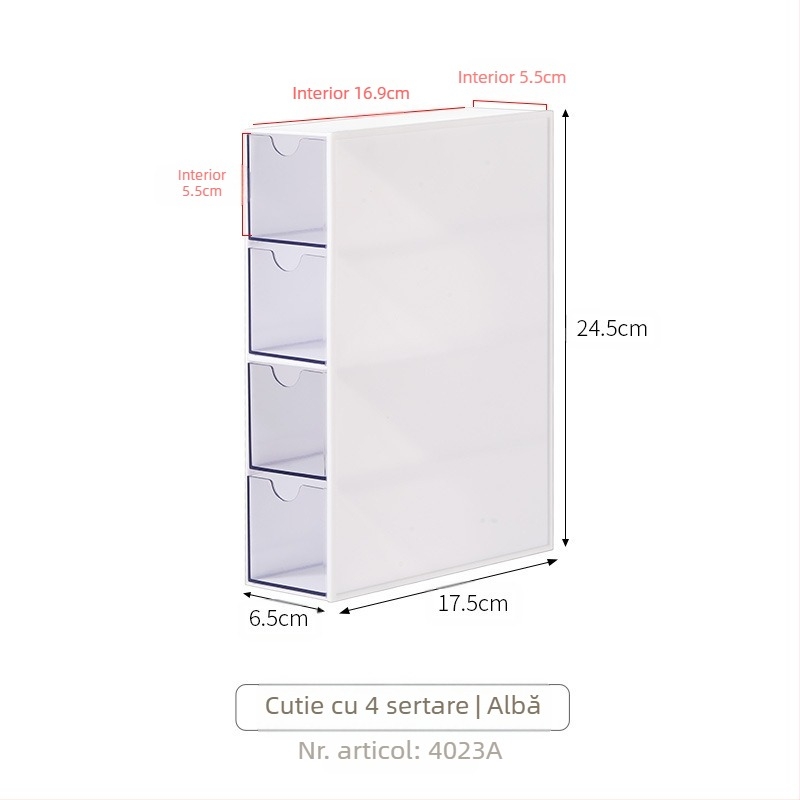 Cutie de depozitare pentru ochelari tip sertar desktop, simplă, transparentă, cu compartimente multiple, pentru dormitor studențesc, cutie organizator pentru cosmetice diverse