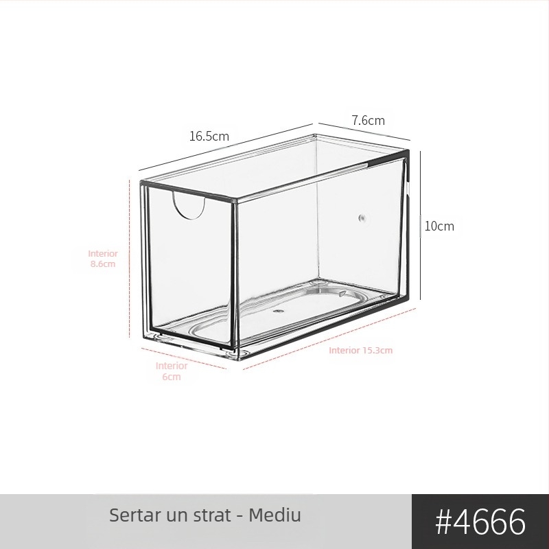 Cutie de depozitare pentru ochelari tip sertar desktop, simplă, transparentă, cu compartimente multiple, pentru dormitor studențesc, cutie organizator pentru cosmetice diverse