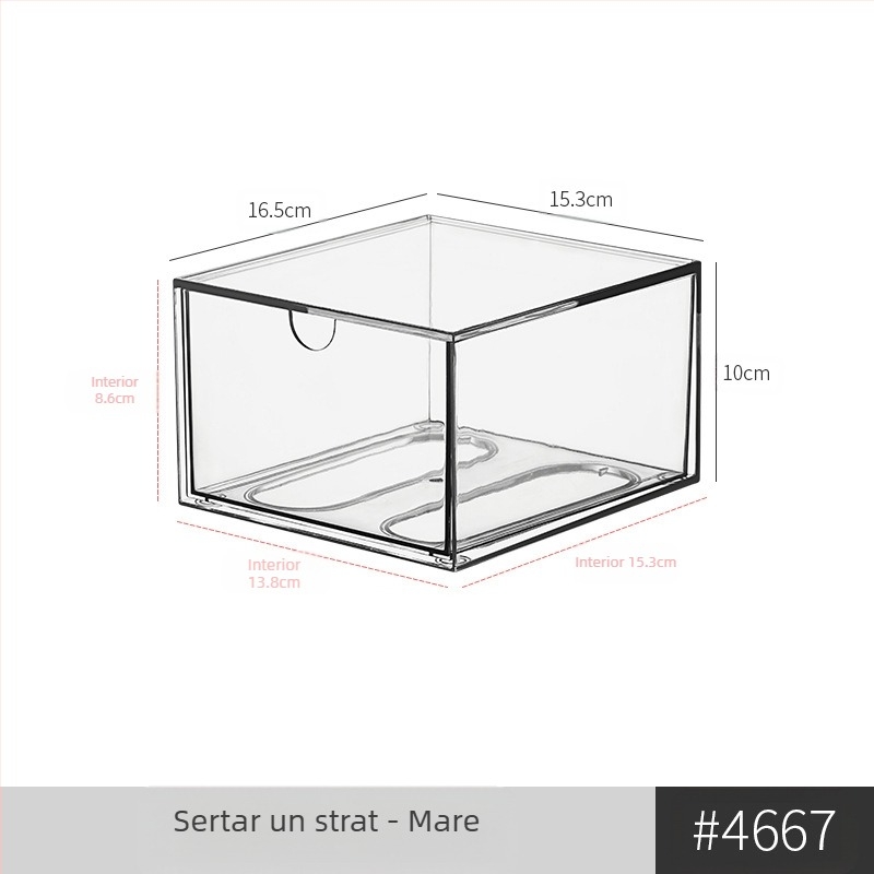 Cutie de depozitare pentru ochelari tip sertar desktop, simplă, transparentă, cu compartimente multiple, pentru dormitor studențesc, cutie organizator pentru cosmetice diverse