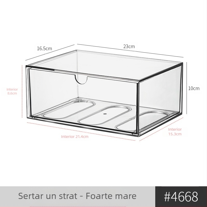 Cutie de depozitare pentru ochelari tip sertar desktop, simplă, transparentă, cu compartimente multiple, pentru dormitor studențesc, cutie organizator pentru cosmetice diverse