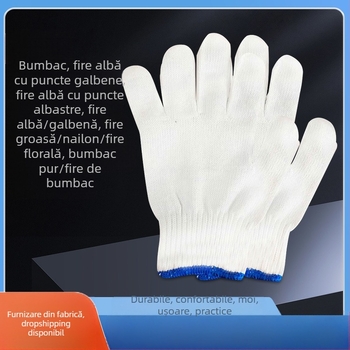 Mănuși de bumbac pentru șantiere de construcții, abajururi de lampă, mănuși de bumbac, mănuși de protecție din tifon cu zece ace, mănuși de protecție din nailon, en-gros