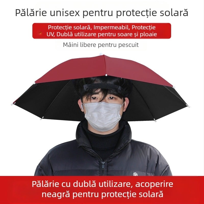 Umbrelă montată pe cap, umbrelă de soare portabilă pentru pescuit în aer liber, umbrelă pliabilă mare pentru exterior, rezistentă la UV, rezistentă la vânt, en-gros
