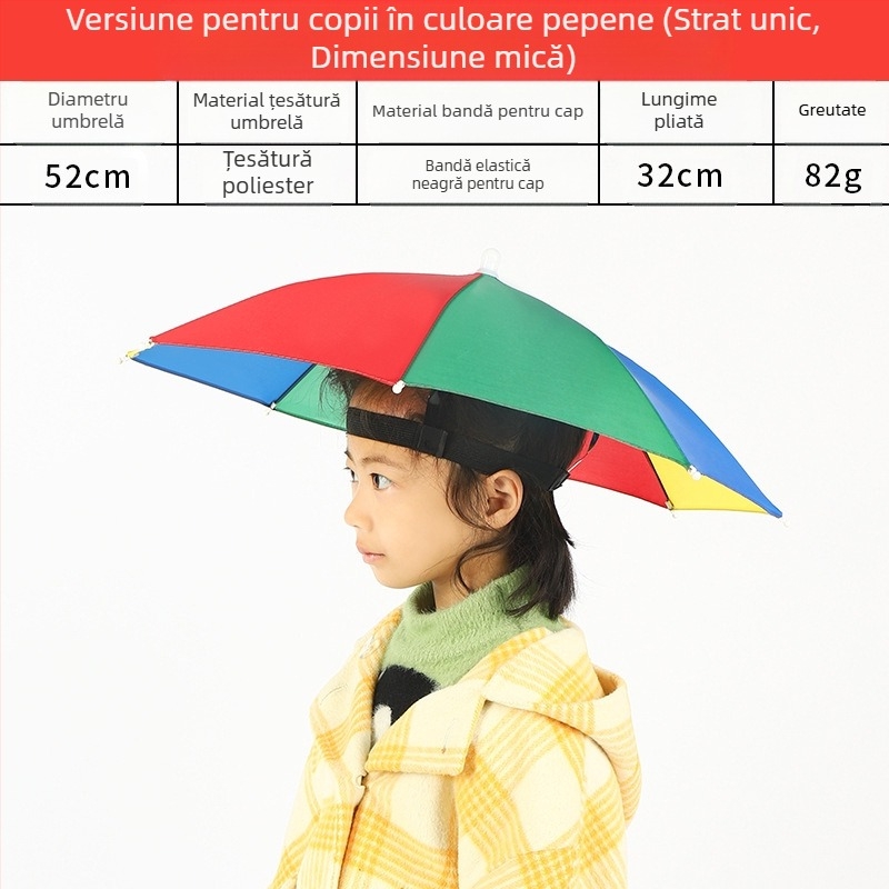 Umbrelă montată pe cap, umbrelă de soare portabilă pentru pescuit în aer liber, umbrelă pliabilă mare pentru exterior, rezistentă la UV, rezistentă la vânt, en-gros