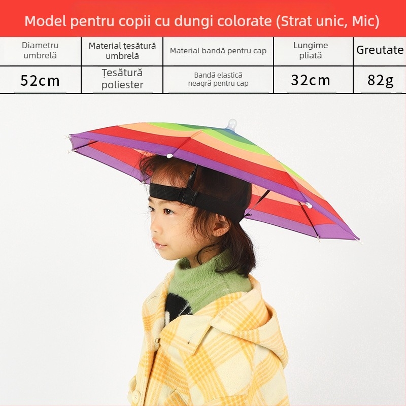 Umbrelă montată pe cap, umbrelă de soare portabilă pentru pescuit în aer liber, umbrelă pliabilă mare pentru exterior, rezistentă la UV, rezistentă la vânt, en-gros