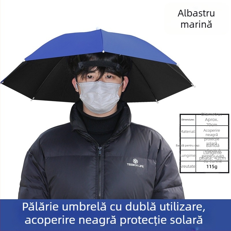 Umbrelă montată pe cap, umbrelă de soare portabilă pentru pescuit în aer liber, umbrelă pliabilă mare pentru exterior, rezistentă la UV, rezistentă la vânt, en-gros