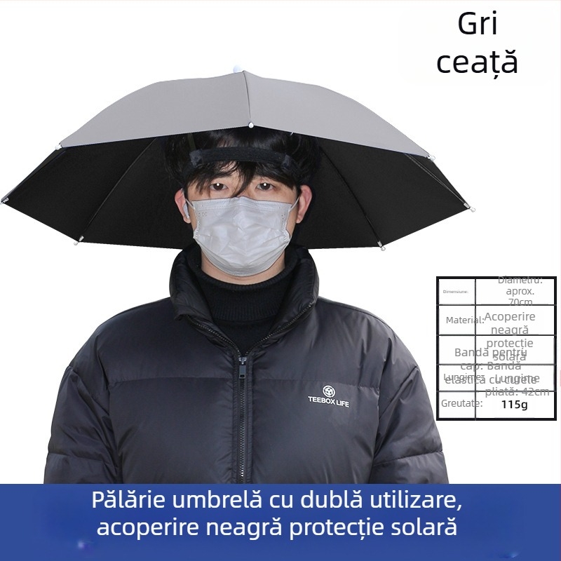 Umbrelă montată pe cap, umbrelă de soare portabilă pentru pescuit în aer liber, umbrelă pliabilă mare pentru exterior, rezistentă la UV, rezistentă la vânt, en-gros