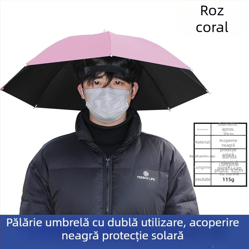 Umbrelă montată pe cap, umbrelă de soare portabilă pentru pescuit în aer liber, umbrelă pliabilă mare pentru exterior, rezistentă la UV, rezistentă la vânt, en-gros