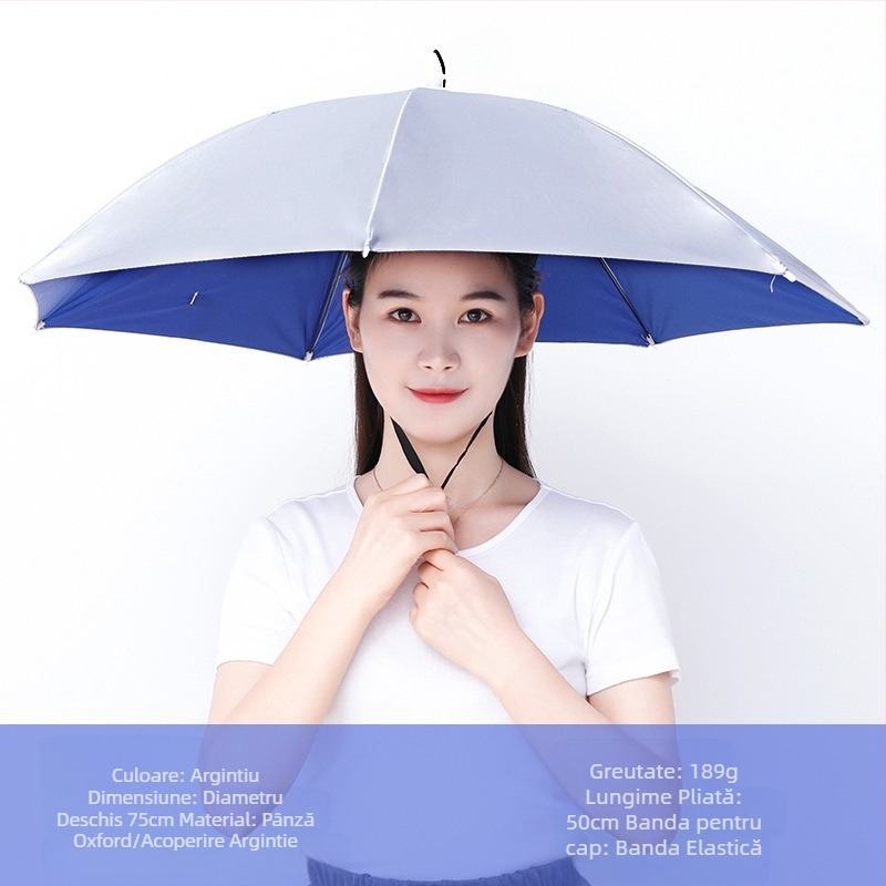 Umbrelă montată pe cap, umbrelă de soare portabilă pentru pescuit în aer liber, umbrelă pliabilă mare pentru exterior, rezistentă la UV, rezistentă la vânt, en-gros