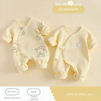 Nou-născutului Baby Haine Bumbac Pur Toamna și Iarna Matlasată Primăvara & Toamna Romper Haine Born Toddler Baby Salopetă Caldă