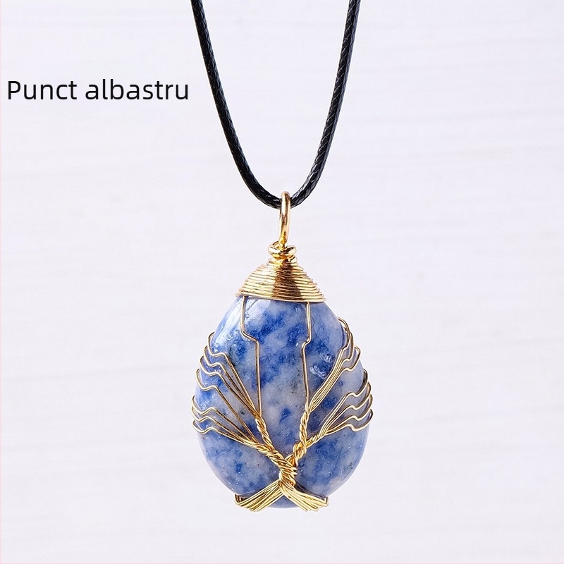 Pandantiv din mătase cu picătură de apă, cristal natural, arbore al vieții, țesut manual, colier cu piatră energetică, bijuterii en-gros