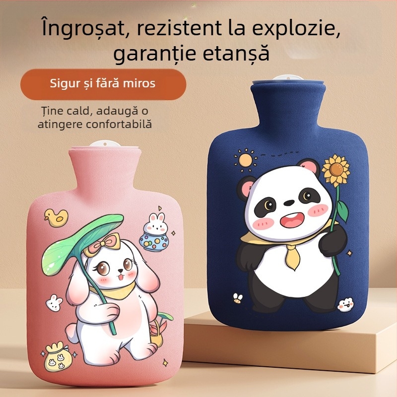 Producător transfrontalier Sticle de apă caldă cu desene animate, reîncărcabile, pungi de apă caldă mari și mici pentru femei, pentru încălzirea burții și a mâinilor Amazon