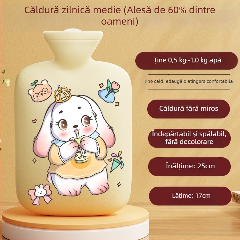 Producător transfrontalier Sticle de apă caldă cu desene animate, reîncărcabile, pungi de apă caldă mari și mici pentru femei, pentru încălzirea burții și a mâinilor Amazon