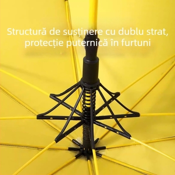 Umbrelă de golf cu mâner lung, umbrelă cu capac impermeabil, deschidere și închidere semiautomată, umbrelă cu tijă dreaptă pentru mașină, umbrelă puternică rezistentă la vânt, cauciuc negru, protecție solară