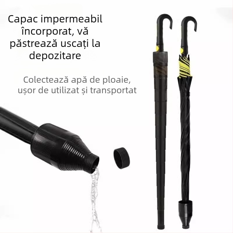 Umbrelă de golf cu mâner lung, umbrelă cu capac impermeabil, deschidere și închidere semiautomată, umbrelă cu tijă dreaptă pentru mașină, umbrelă puternică rezistentă la vânt, cauciuc negru, protecție solară