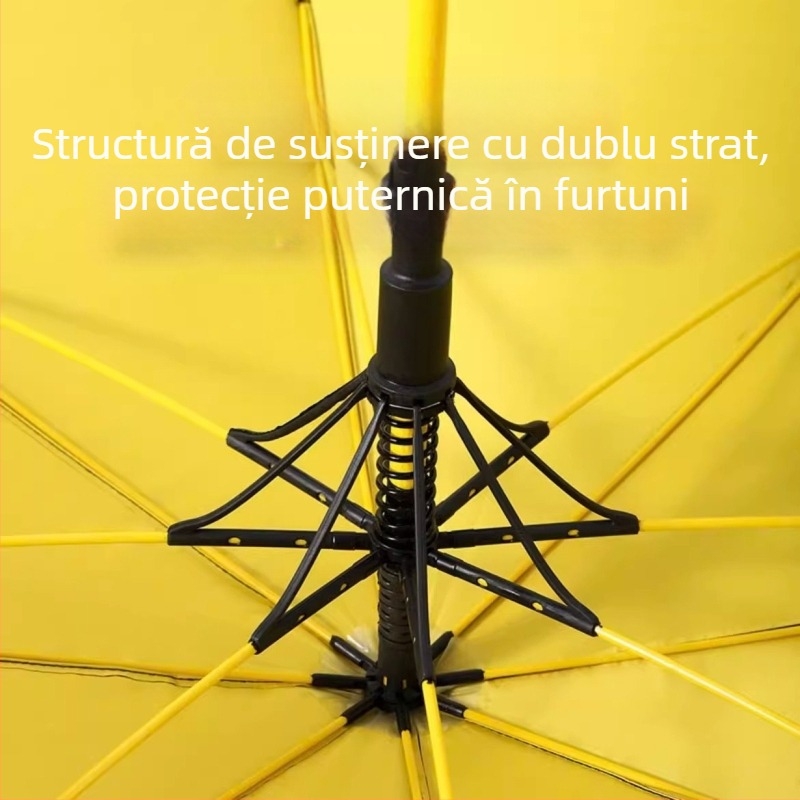 Umbrelă de golf cu mâner lung, umbrelă cu capac impermeabil, deschidere și închidere semiautomată, umbrelă cu tijă dreaptă pentru mașină, umbrelă puternică rezistentă la vânt, cauciuc negru, protecție solară