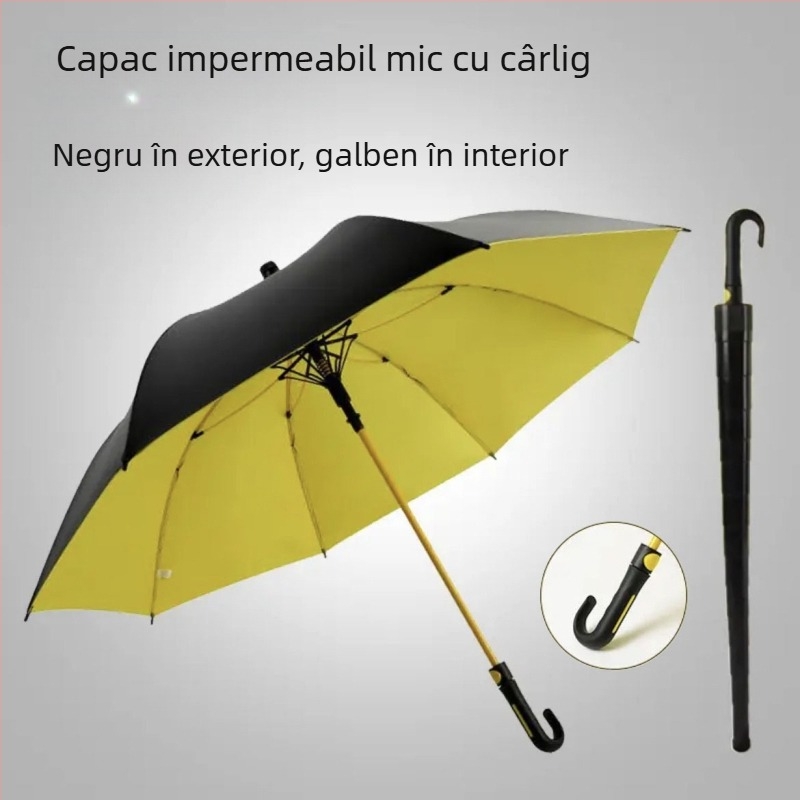 Umbrelă de golf cu mâner lung, umbrelă cu capac impermeabil, deschidere și închidere semiautomată, umbrelă cu tijă dreaptă pentru mașină, umbrelă puternică rezistentă la vânt, cauciuc negru, protecție solară