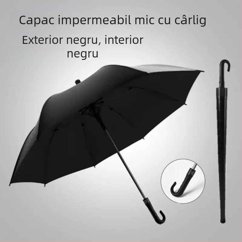 Umbrelă de golf cu mâner lung, umbrelă cu capac impermeabil, deschidere și închidere semiautomată, umbrelă cu tijă dreaptă pentru mașină, umbrelă puternică rezistentă la vânt, cauciuc negru, protecție solară