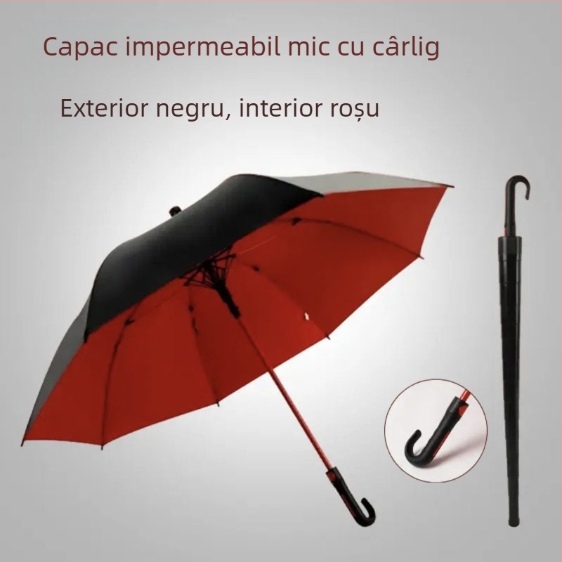 Umbrelă de golf cu mâner lung, umbrelă cu capac impermeabil, deschidere și închidere semiautomată, umbrelă cu tijă dreaptă pentru mașină, umbrelă puternică rezistentă la vânt, cauciuc negru, protecție solară