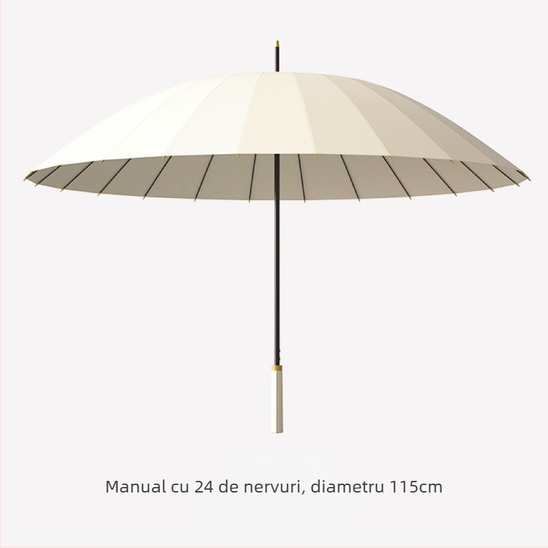 Umbrelă de golf cu mâner lung, umbrelă cu capac impermeabil, deschidere și închidere semiautomată, umbrelă cu tijă dreaptă pentru mașină, umbrelă puternică rezistentă la vânt, cauciuc negru, protecție solară