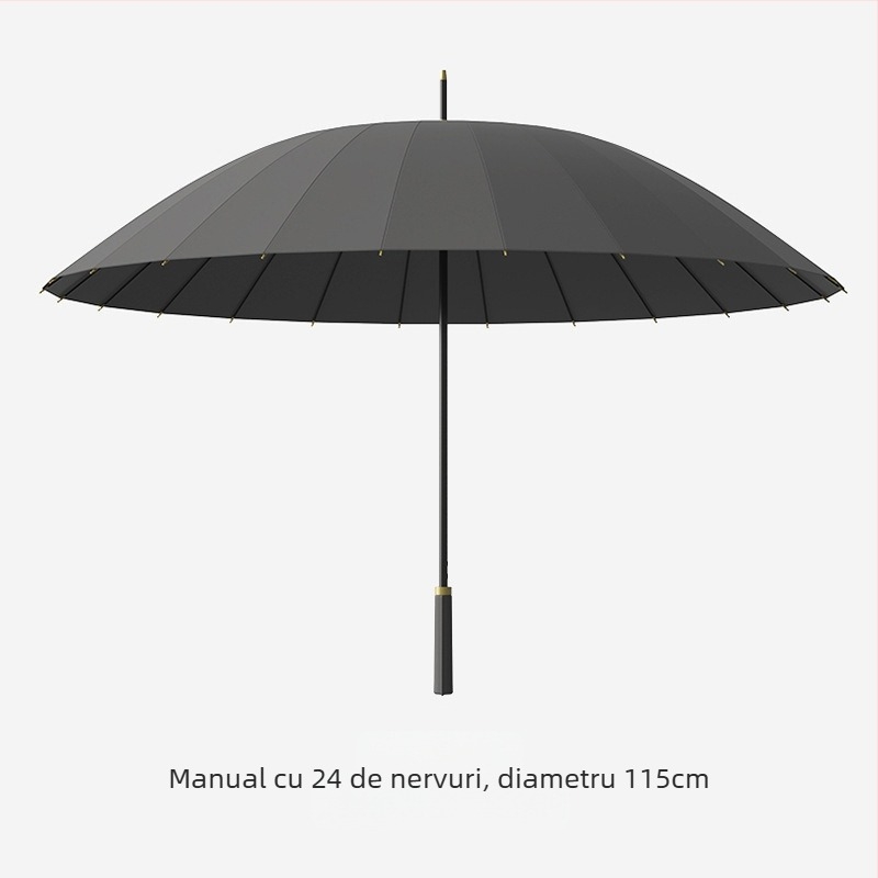 Umbrelă de golf cu mâner lung, umbrelă cu capac impermeabil, deschidere și închidere semiautomată, umbrelă cu tijă dreaptă pentru mașină, umbrelă puternică rezistentă la vânt, cauciuc negru, protecție solară
