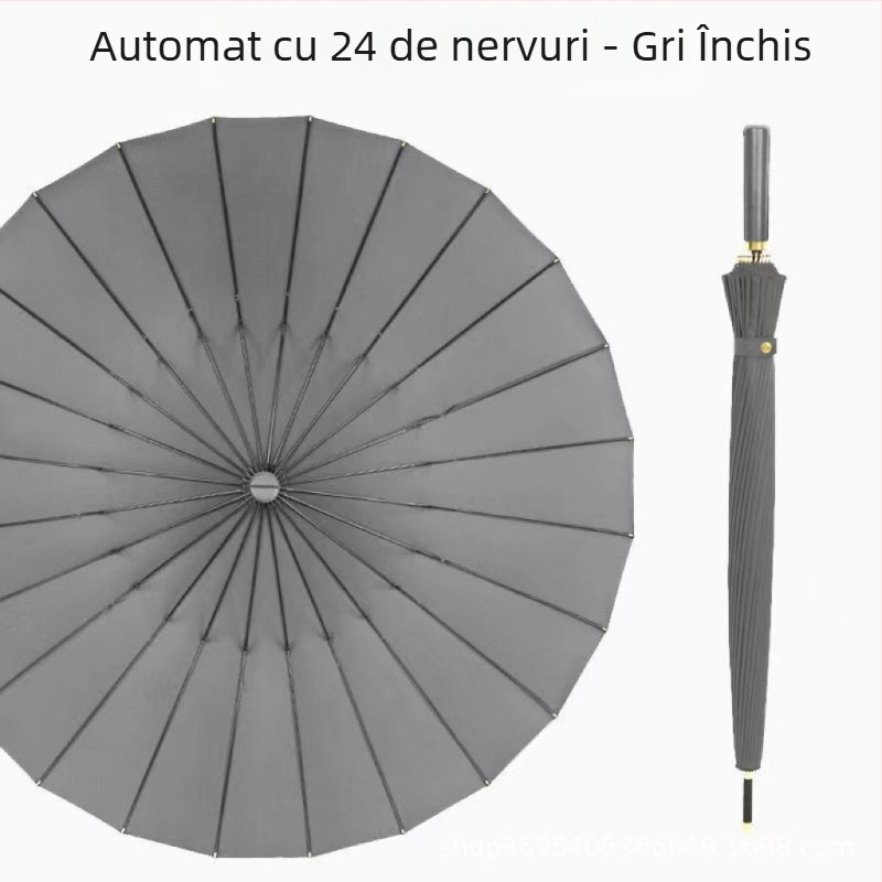 Umbrelă de golf cu mâner lung, umbrelă cu capac impermeabil, deschidere și închidere semiautomată, umbrelă cu tijă dreaptă pentru mașină, umbrelă puternică rezistentă la vânt, cauciuc negru, protecție solară
