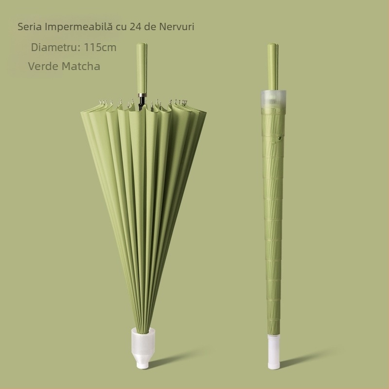 Umbrelă de golf cu mâner lung, umbrelă cu capac impermeabil, deschidere și închidere semiautomată, umbrelă cu tijă dreaptă pentru mașină, umbrelă puternică rezistentă la vânt, cauciuc negru, protecție solară