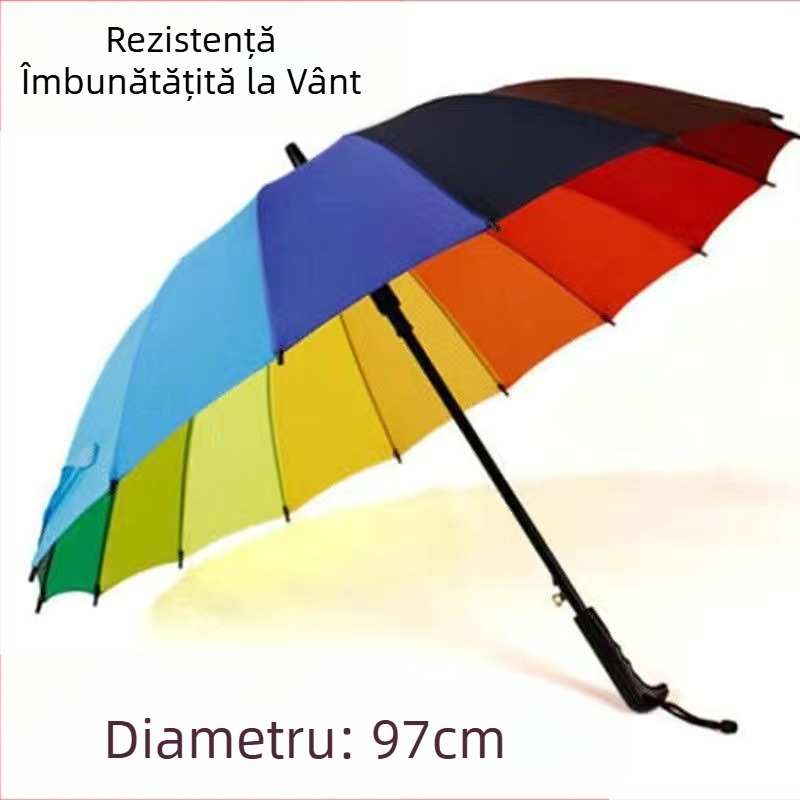 Umbrelă de golf cu mâner lung, umbrelă cu capac impermeabil, deschidere și închidere semiautomată, umbrelă cu tijă dreaptă pentru mașină, umbrelă puternică rezistentă la vânt, cauciuc negru, protecție solară