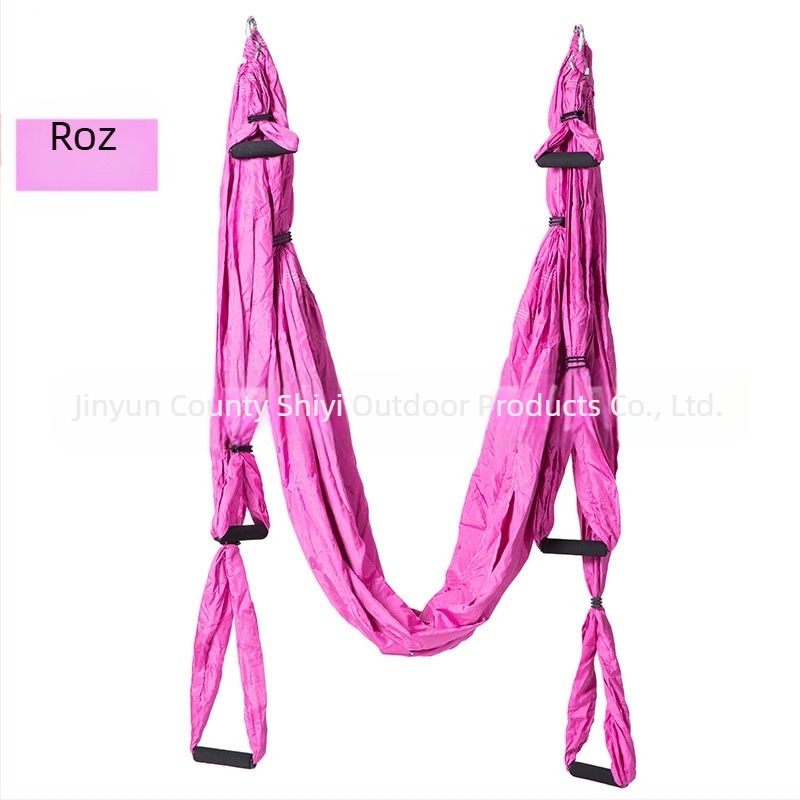 Hamac de yoga cu aer cald, din fabrică, cu 6 mânere, pentru studio de yoga, cu suport pentru mâini, pentru fitness, din material nylon neelastic pentru interior