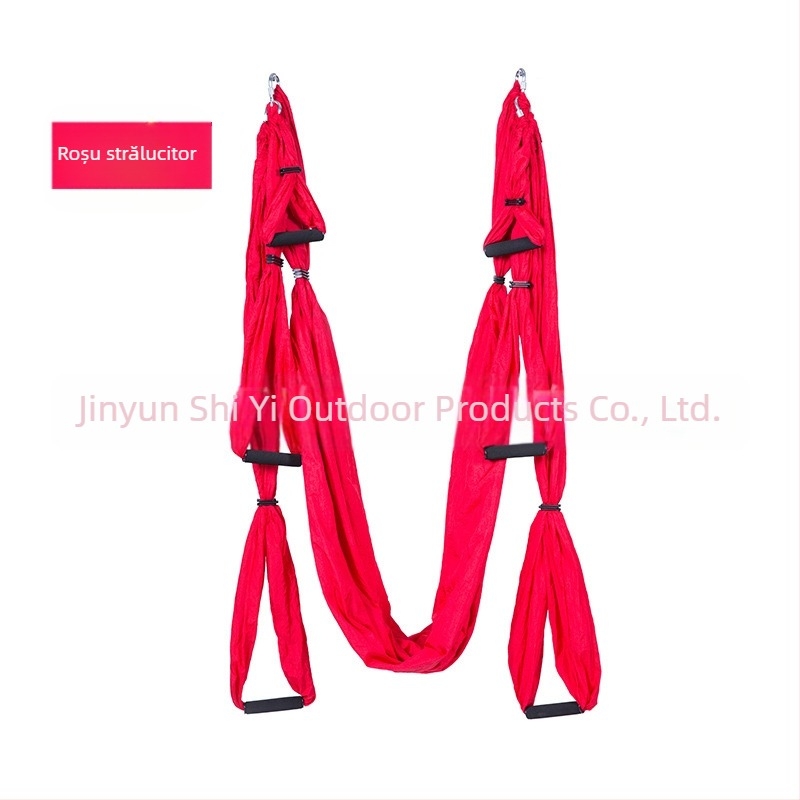 Hamac de yoga cu aer cald, din fabrică, cu 6 mânere, pentru studio de yoga, cu suport pentru mâini, pentru fitness, din material nylon neelastic pentru interior