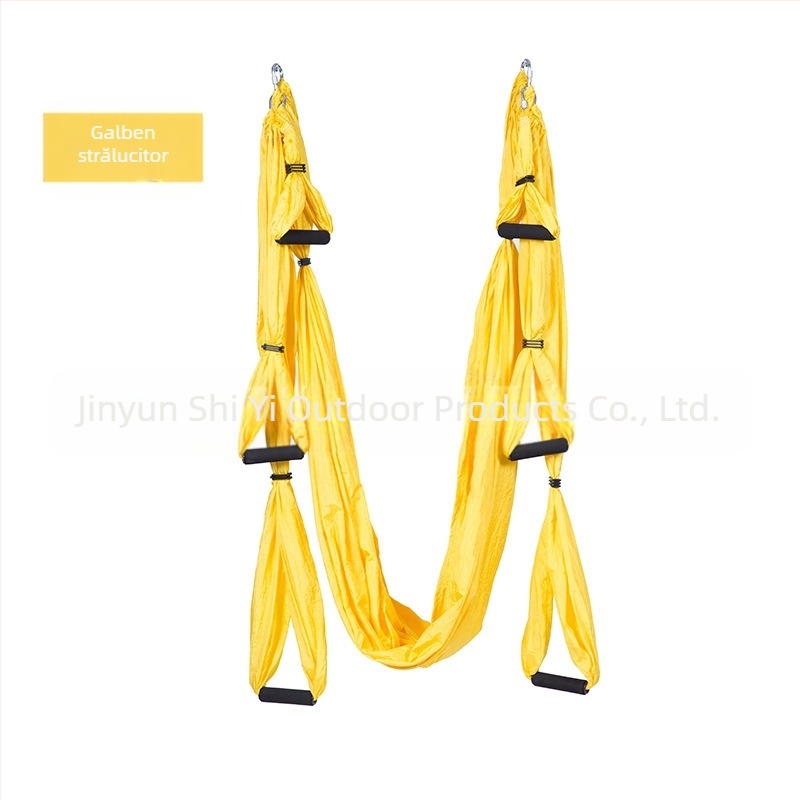 Hamac de yoga cu aer cald, din fabrică, cu 6 mânere, pentru studio de yoga, cu suport pentru mâini, pentru fitness, din material nylon neelastic pentru interior