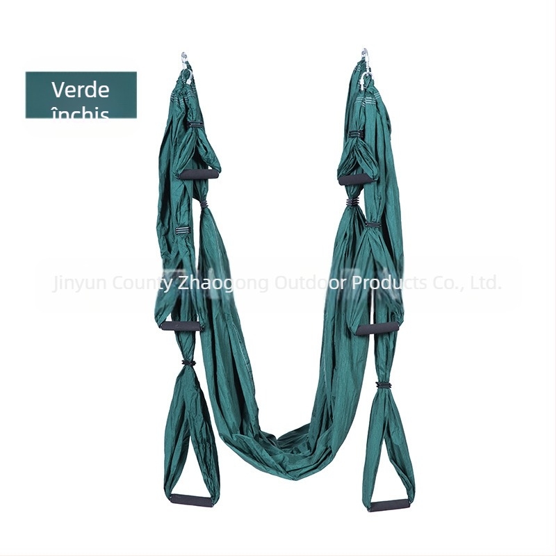 Hamac de yoga cu aer cald, din fabrică, cu 6 mânere, pentru studio de yoga, cu suport pentru mâini, pentru fitness, din material nylon neelastic pentru interior
