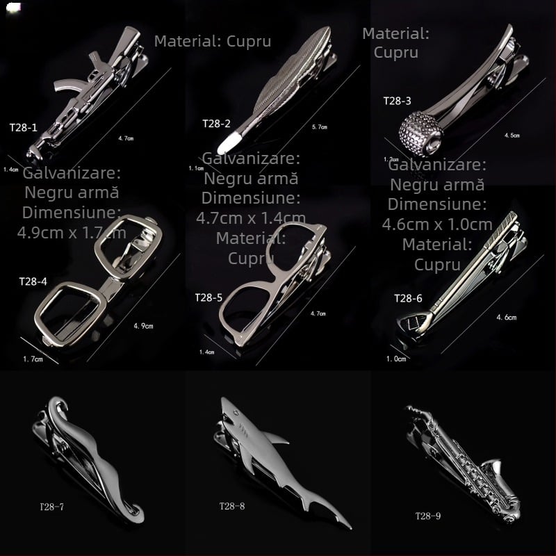 Bărbați clemă de cravată neagră cu pistol afaceri ochelari simpli ancoră de țeavă formă Pin stil coreean securitate cupru clemă de cravată