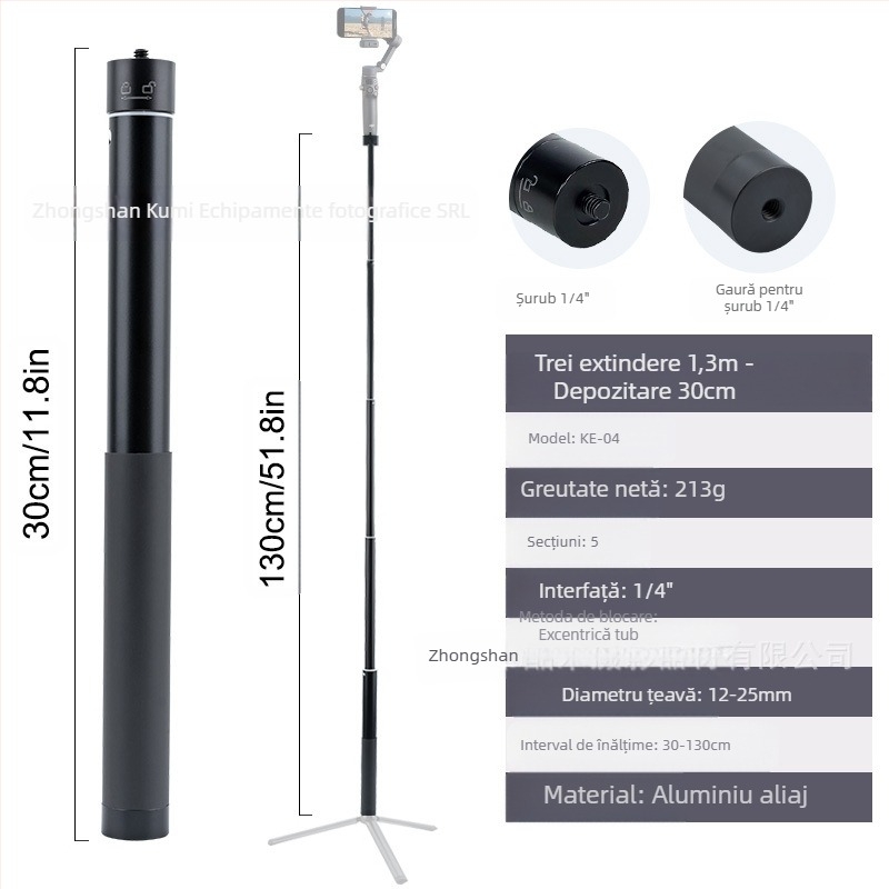 Tijă de extensie Feiyu Dajiang Vast Stabilizator de telefon mobil Stick selfie universal pentru cameră sport GoPro13 Tijă portabilă
