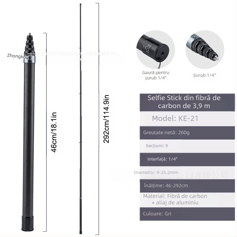 Tijă de extensie Feiyu Dajiang Vast Stabilizator de telefon mobil Stick selfie universal pentru cameră sport GoPro13 Tijă portabilă